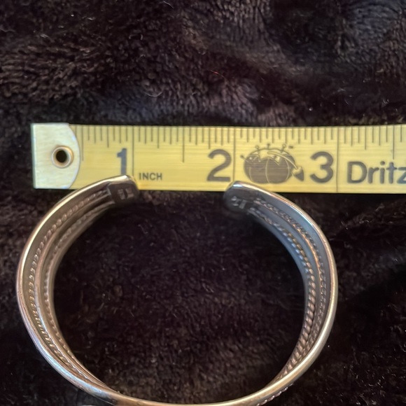 Sterling and Turquoise Native American Cuff Bracelet - Picture 5 of 11